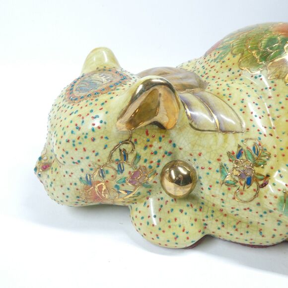 Royal Satsuma Japanese Porcelain Cat Figurine Sculpture 10" Vintage Handpainted - Picture 10 of 12